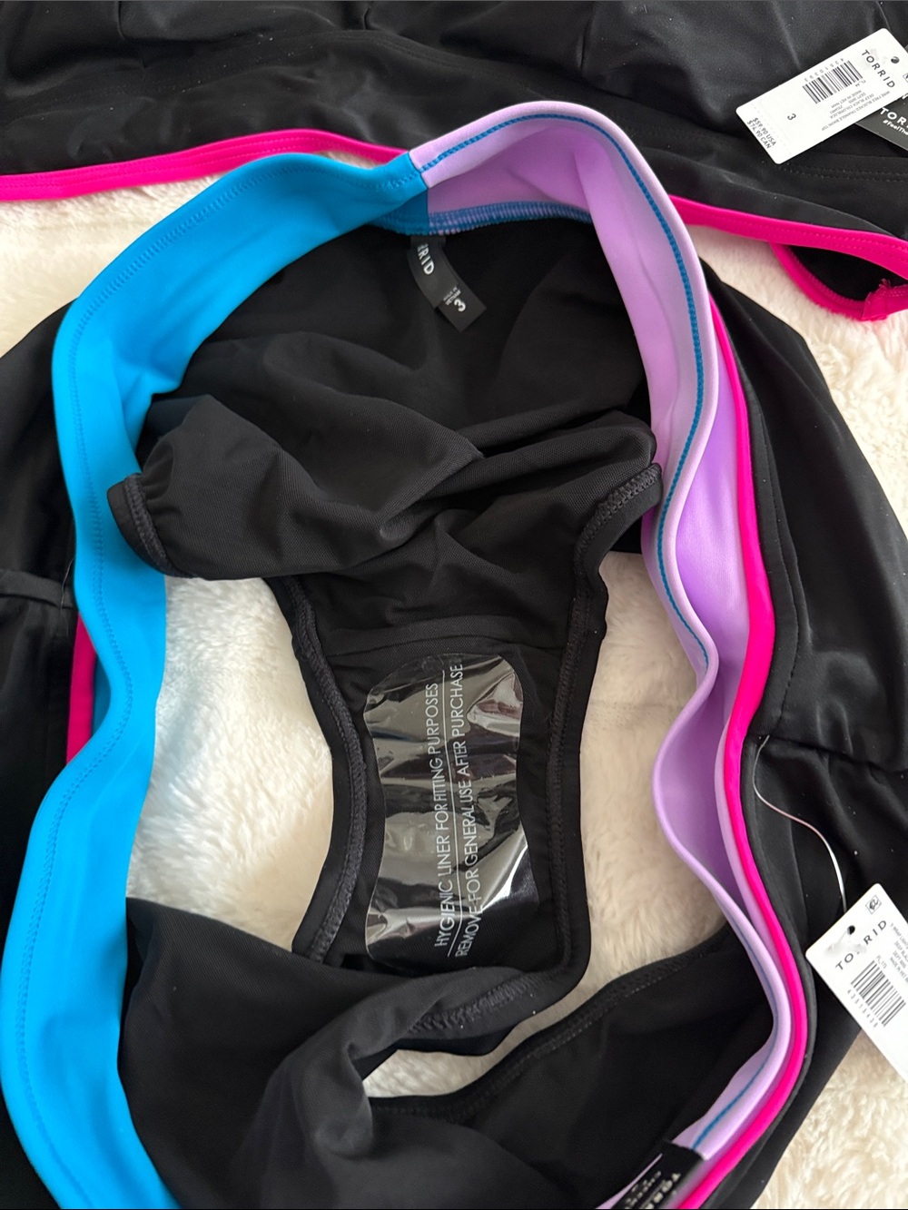torrid Black Bikini Set with Blue, Purple & Pink Trim - Picture 5 of 7